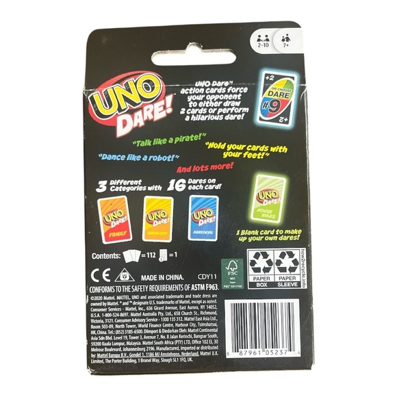 Mattel UNO Dare! Card Game - Red, Blue, Green - Picture 2 of 3